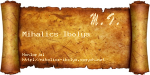 Mihalics Ibolya névjegykártya